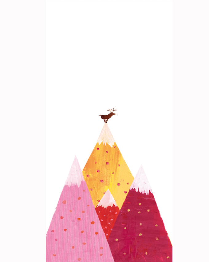 Dibujo de ciervo en la montaña